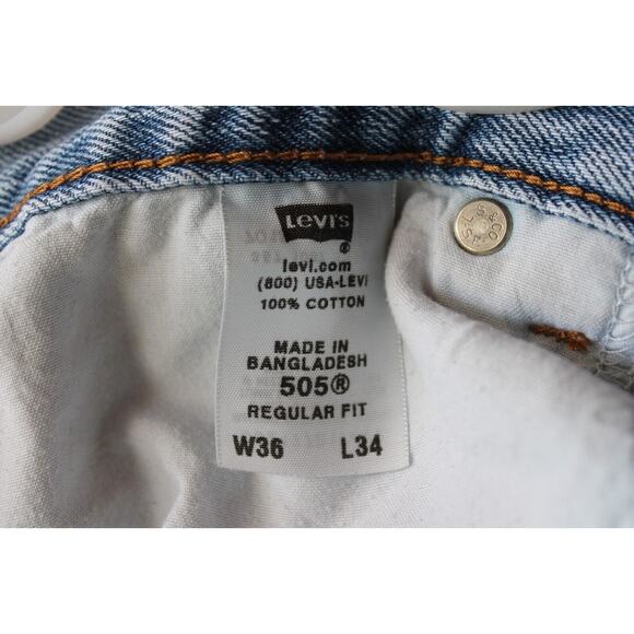 LEVIS 505 Jeans Regular Fit Faded Blue Denim, Mens 36x34 VINTAGE - Picture 7 of 7